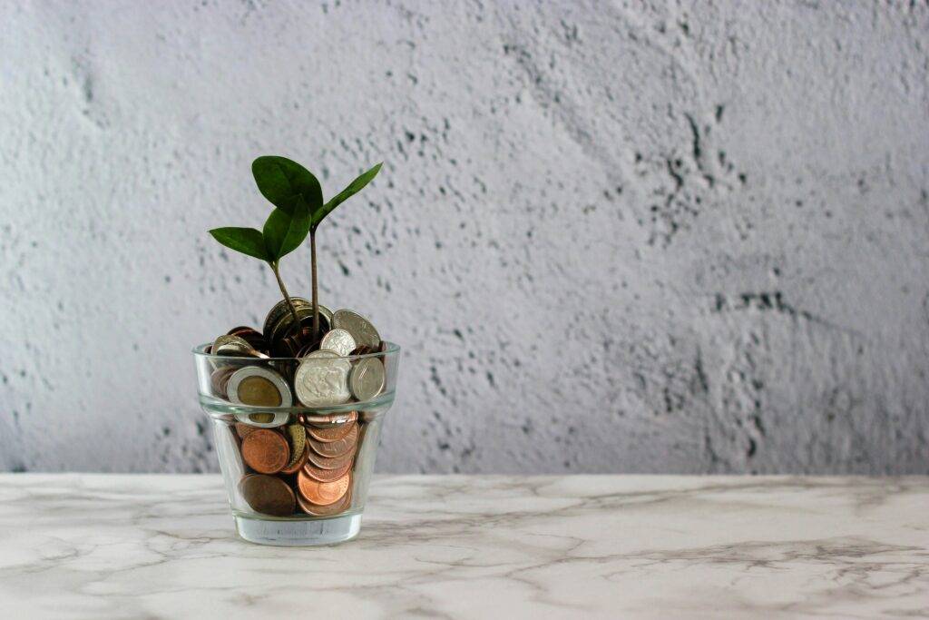 A glass full of coins